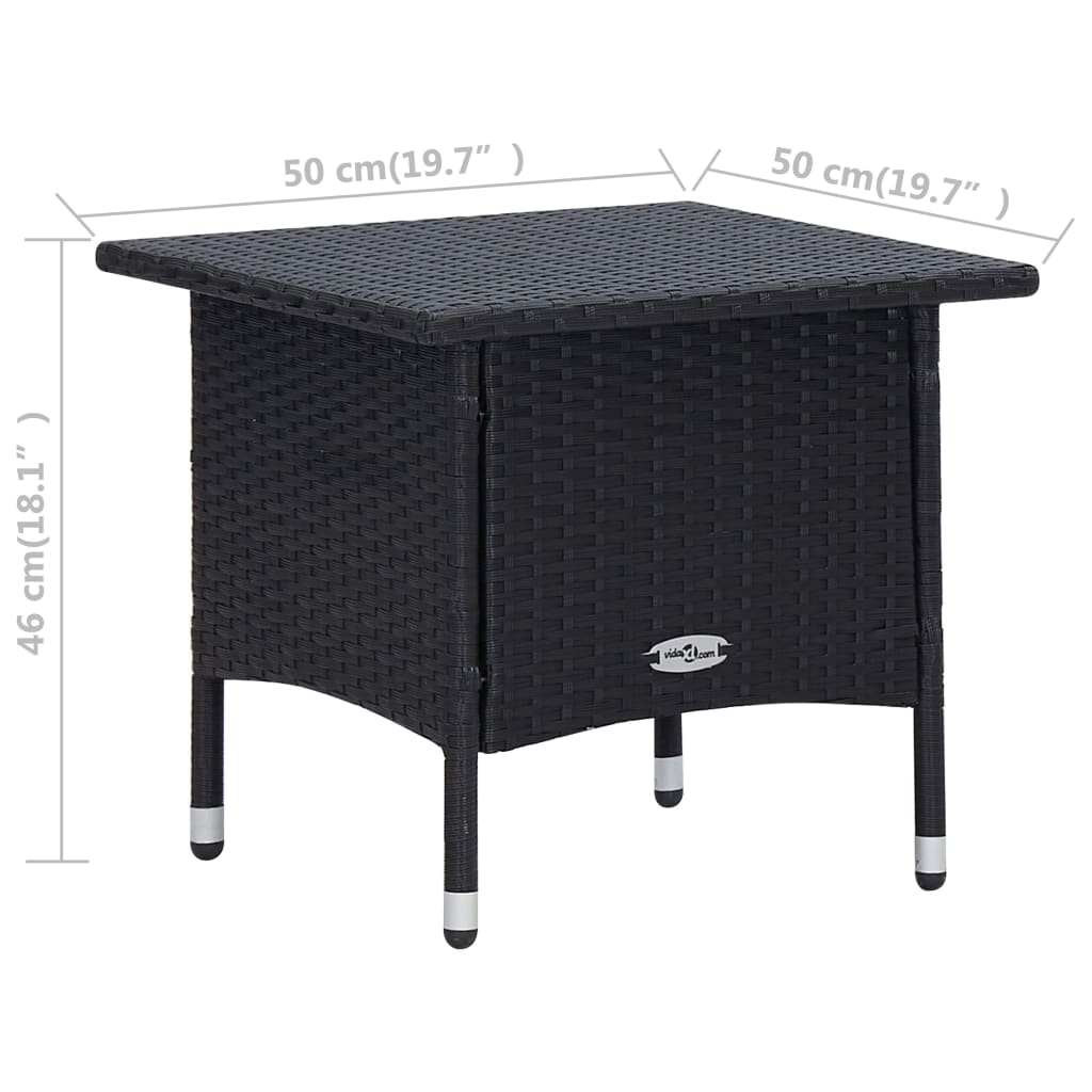vidaXL 3-tlg. Garten-Lounge-Set mit Kissen Poly-Rattan Schwarz
