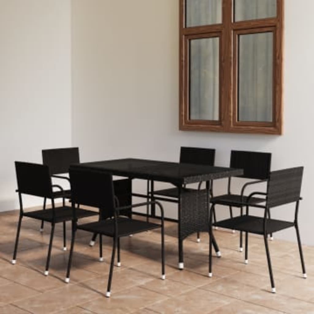 vidaXL 3-tlg. Garten-Essgruppe Poly Rattan Schwarz