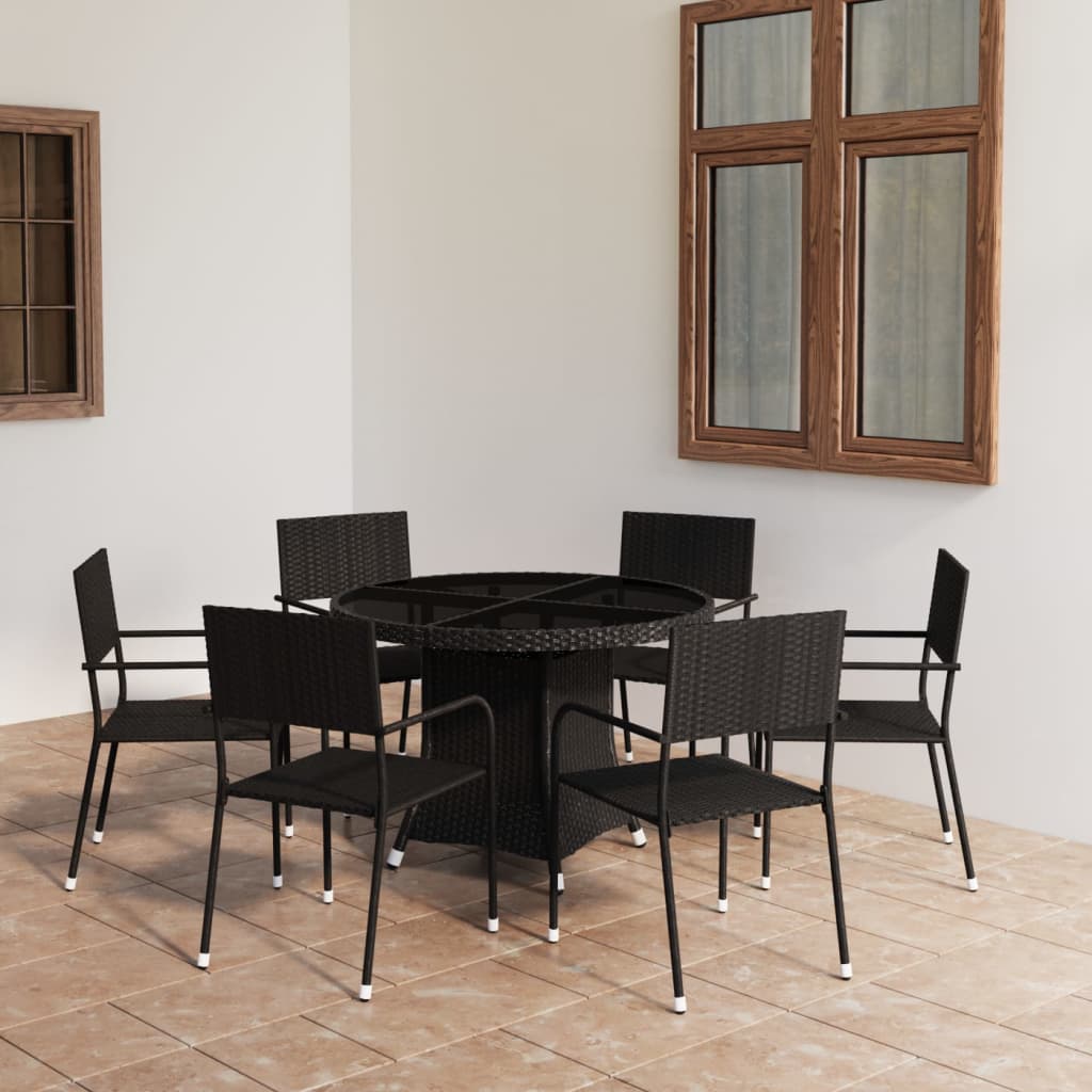 vidaXL 5-tlg. Garten-Essgruppe Poly Rattan Schwarz
