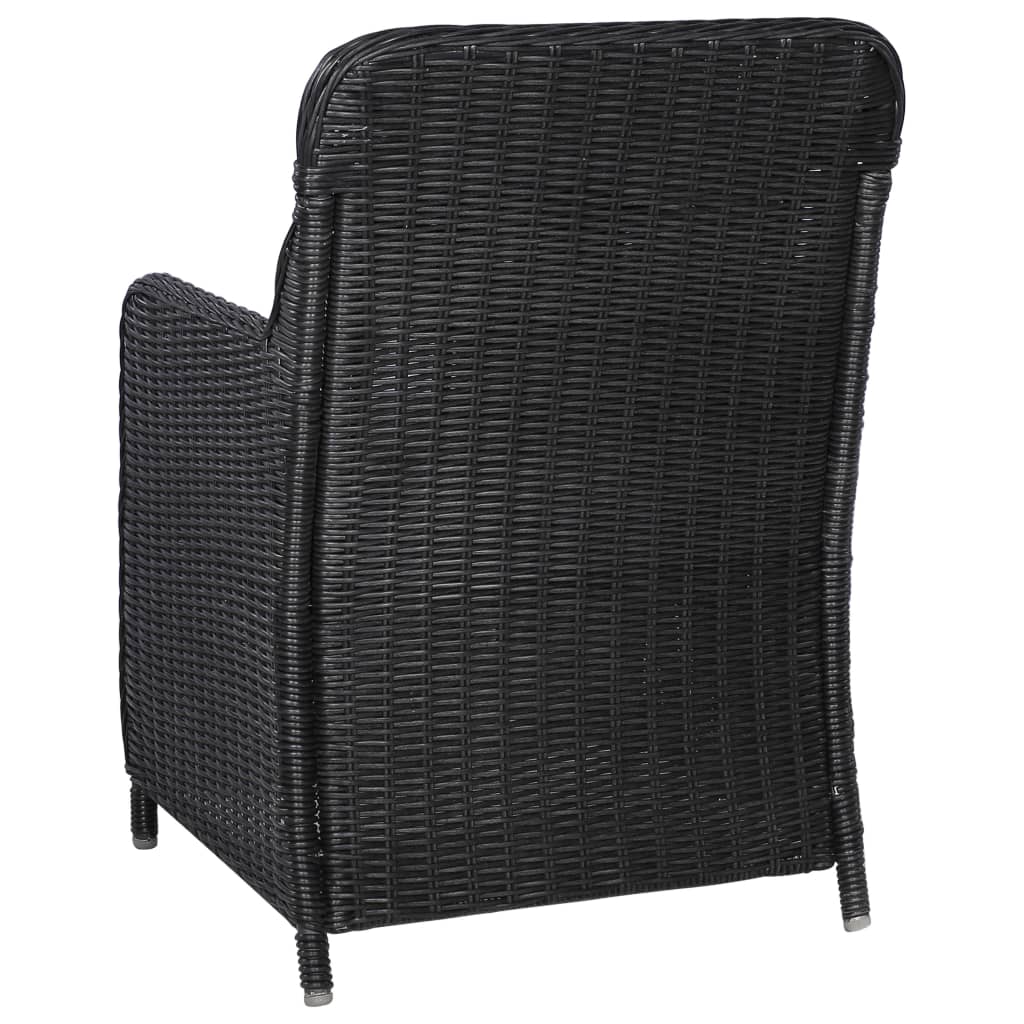 vidaXL 11-tlg. Garten-Essgruppe Poly Rattan Schwarz