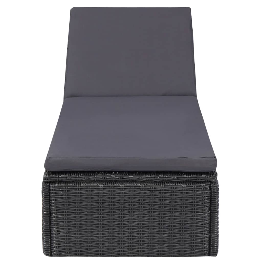 vidaXL 11-tlg. Garten-Essgruppe Poly Rattan Schwarz