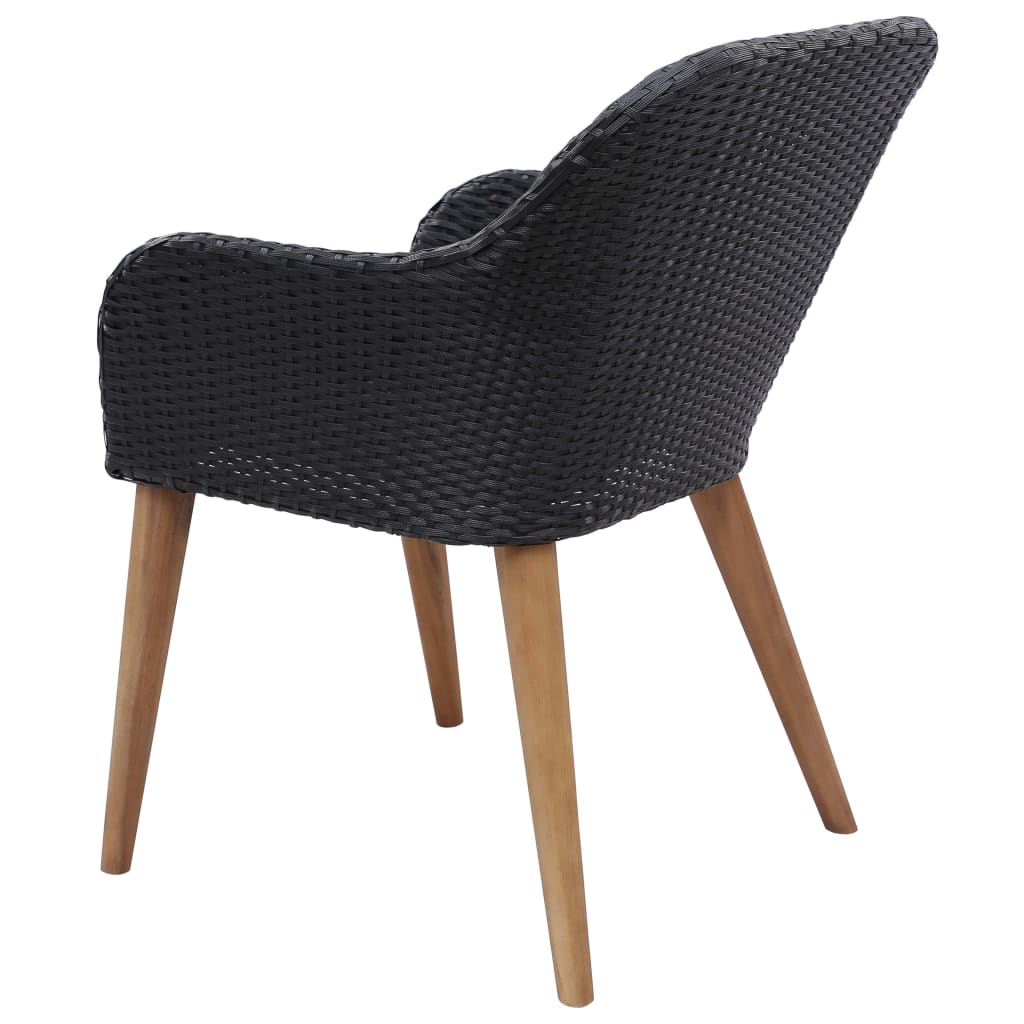 vidaXL 7-tlg. Garten-Essgruppe Poly Rattan Schwarz