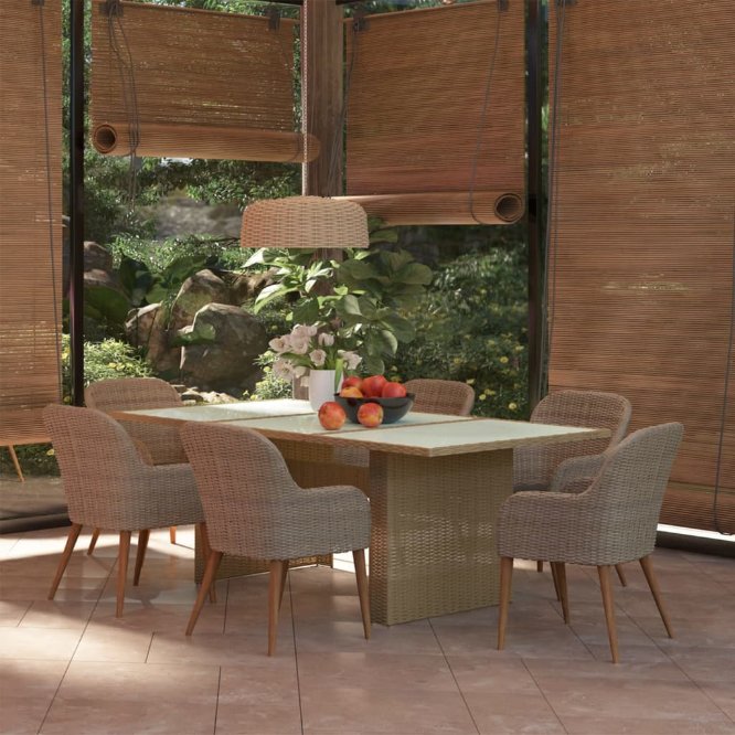 vidaXL 7-tlg. Garten-Essgruppe Poly Rattan Schwarz
