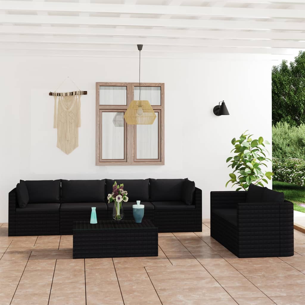 vidaXL 9-tlg. Garten-Lounge-Set mit Kissen Poly Rattan Grau