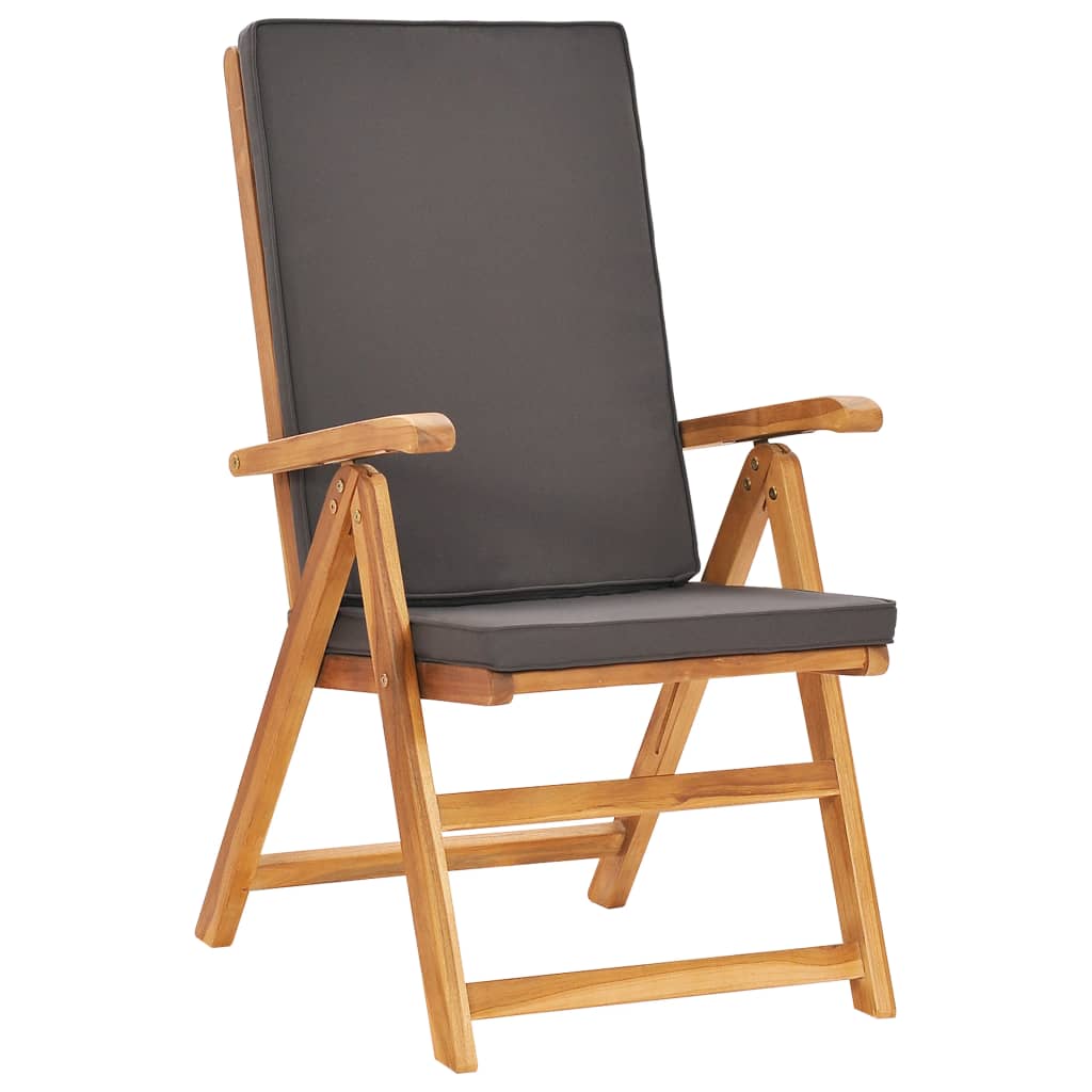 vidaXL 7-tlg. Garten-Essgruppe mit Kissen Massivholz Teak Grau