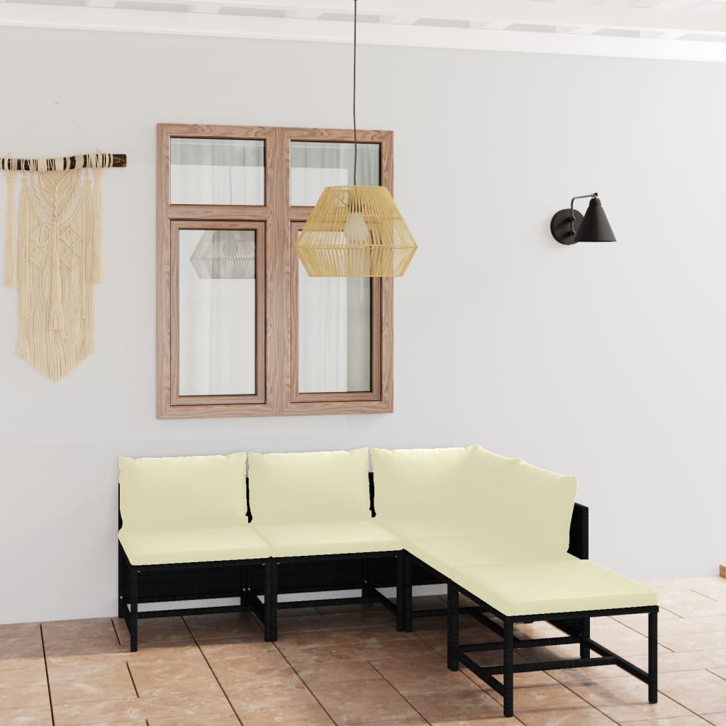 vidaXL 3-tlg. Garten-Lounge-Set mit Kissen Poly Rattan Grau