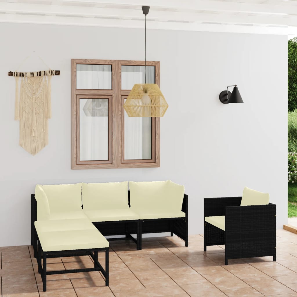 vidaXL 3-tlg. Garten-Lounge-Set mit Kissen Poly Rattan Grau
