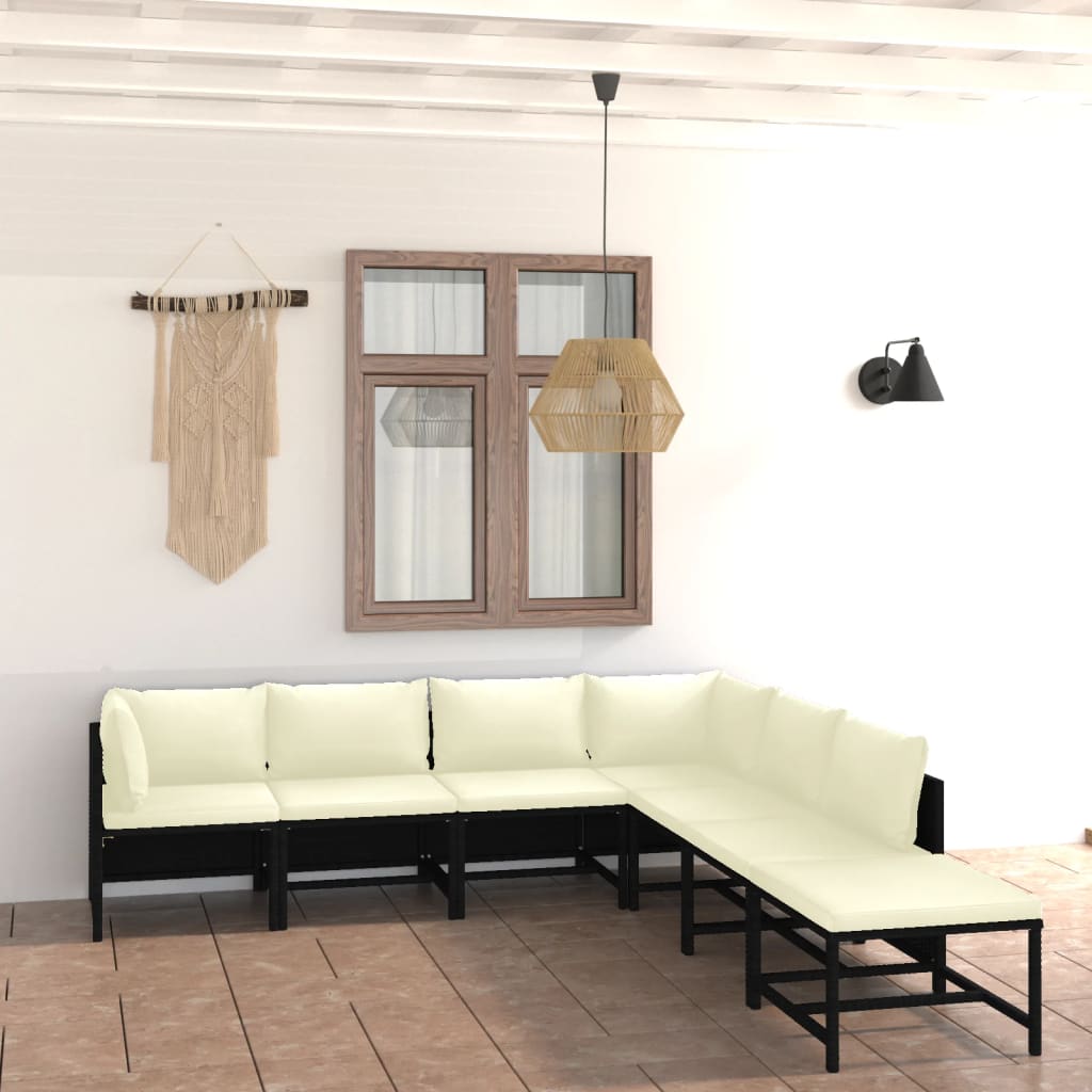 vidaXL 3-tlg. Garten-Lounge-Set mit Kissen Poly Rattan Grau