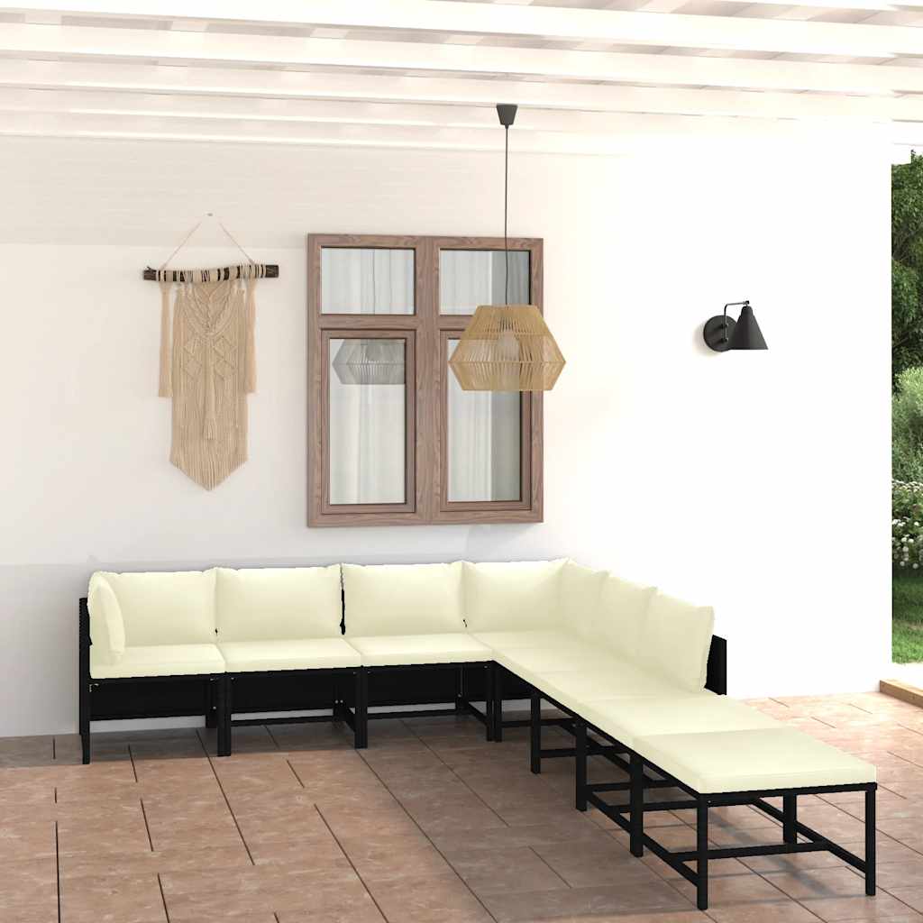 vidaXL 3-tlg. Garten-Lounge-Set mit Kissen Poly Rattan Grau