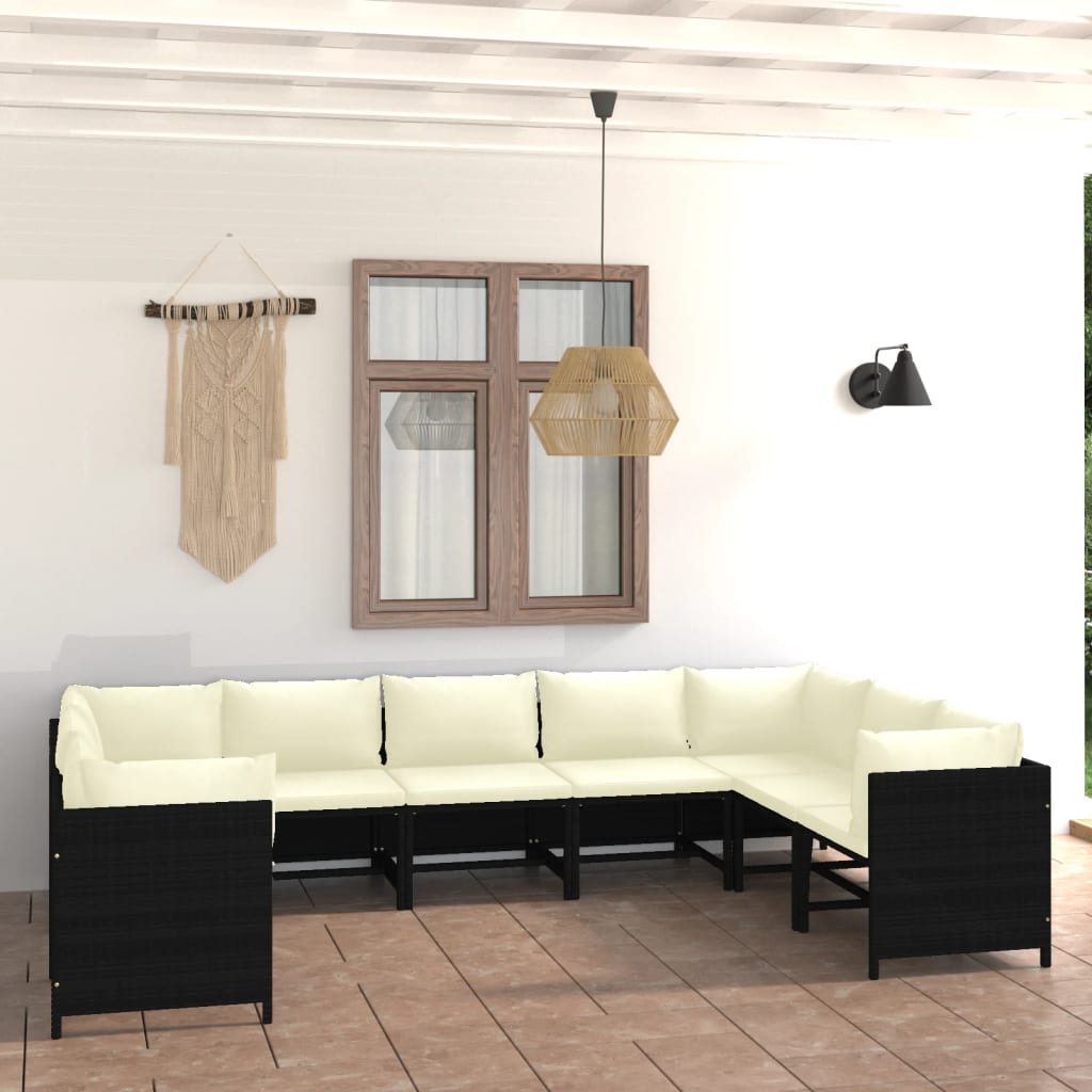 vidaXL 3-tlg. Garten-Lounge-Set mit Kissen Poly Rattan Grau