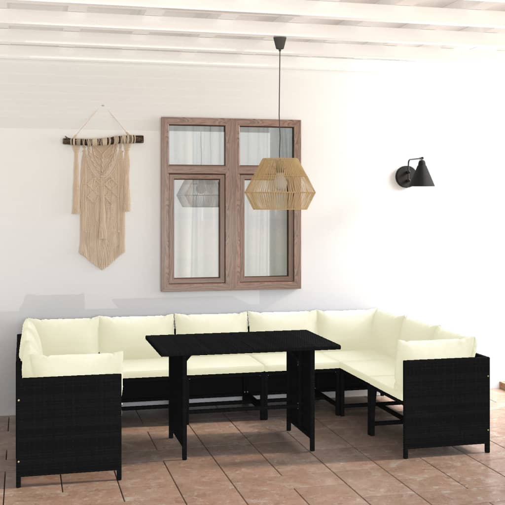 vidaXL 3-tlg. Garten-Lounge-Set mit Kissen Poly Rattan Grau