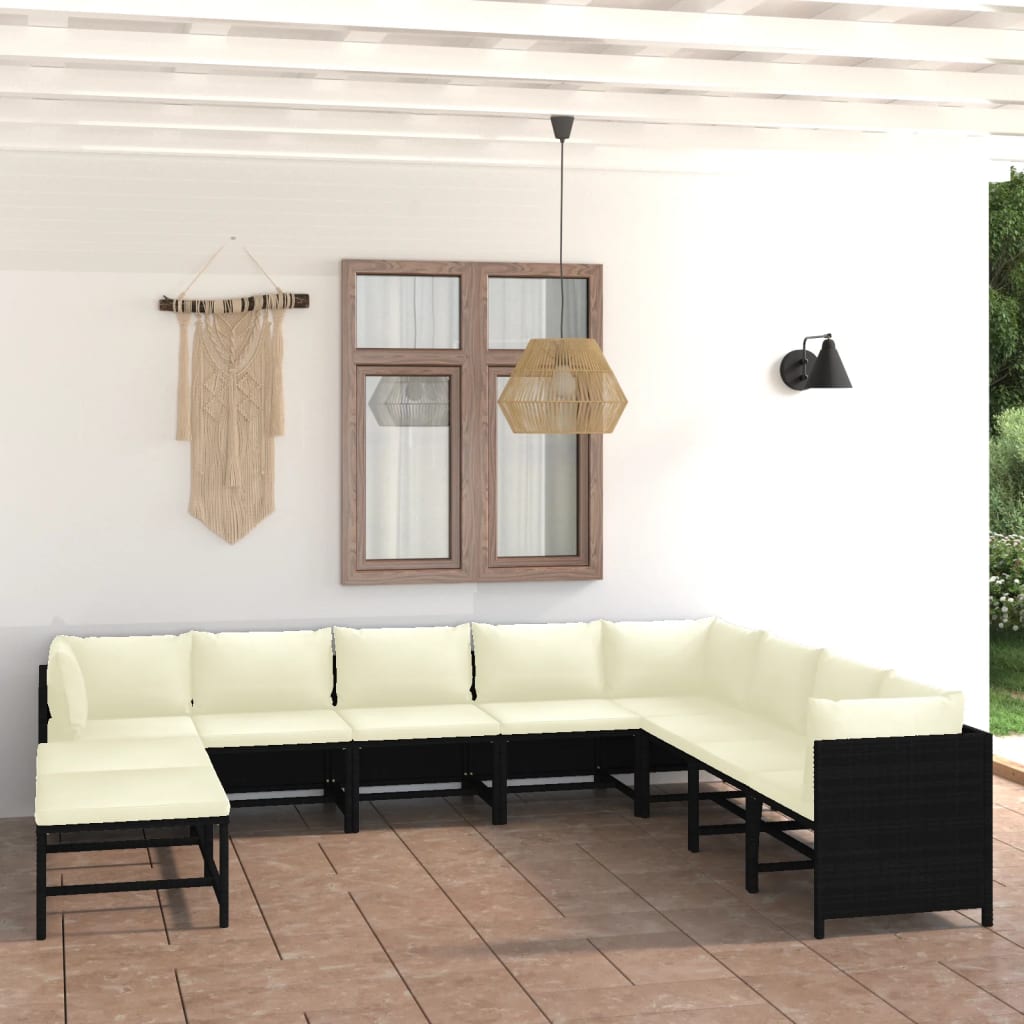 vidaXL 3-tlg. Garten-Lounge-Set mit Kissen Poly Rattan Grau