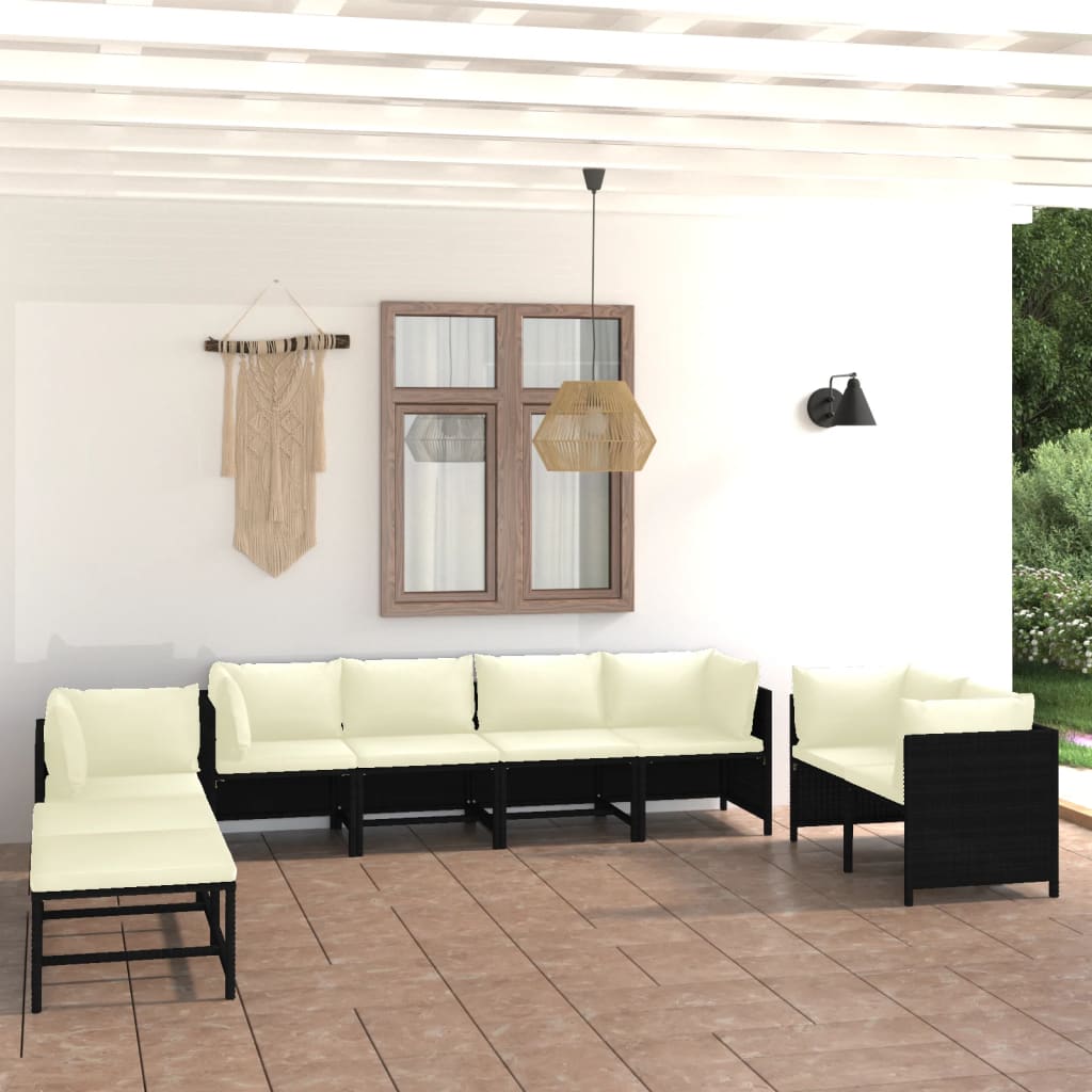 vidaXL 3-tlg. Garten-Lounge-Set mit Kissen Poly Rattan Grau