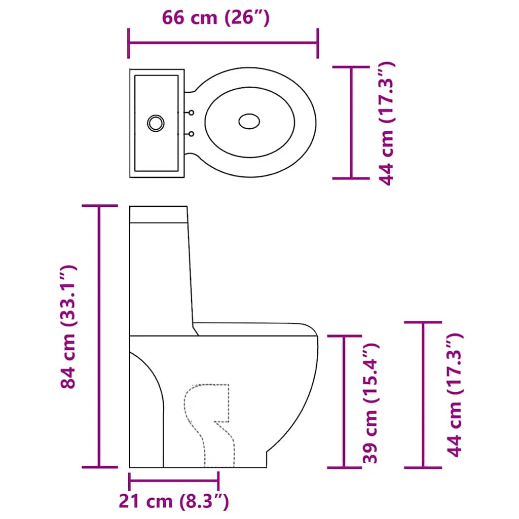 vidaXL WC Keramik-Toilette Badezimmer Rund Senkrechter Abgang Weiß