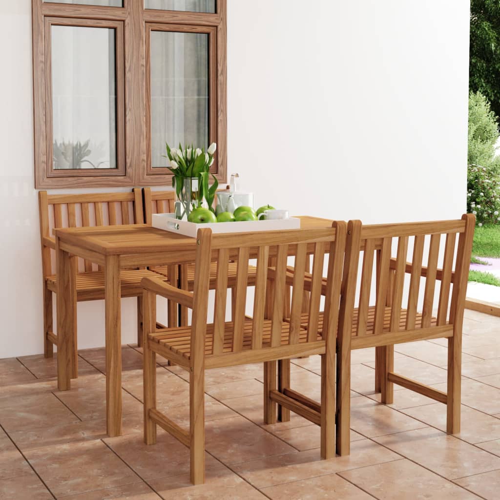 vidaXL 5-teiliges Garten-Ess-Set 140 x 80 cm Massivholz Teak