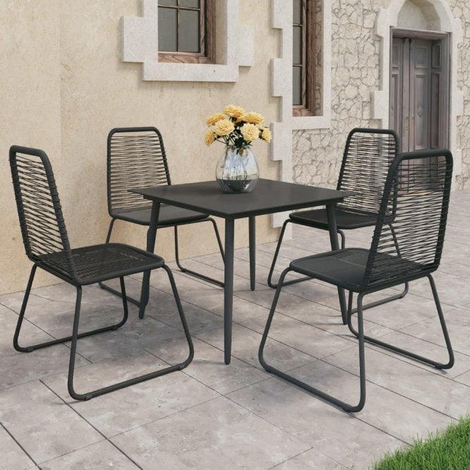 vidaXL 3-tlg. Garten-Essgruppe PVC Rattan Schwarz