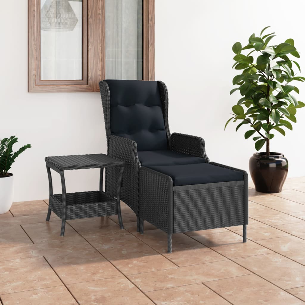 vidaXL 2-tlg. Garten-Lounge-Set mit Auflagen Poly Rattan Dunkelgrau