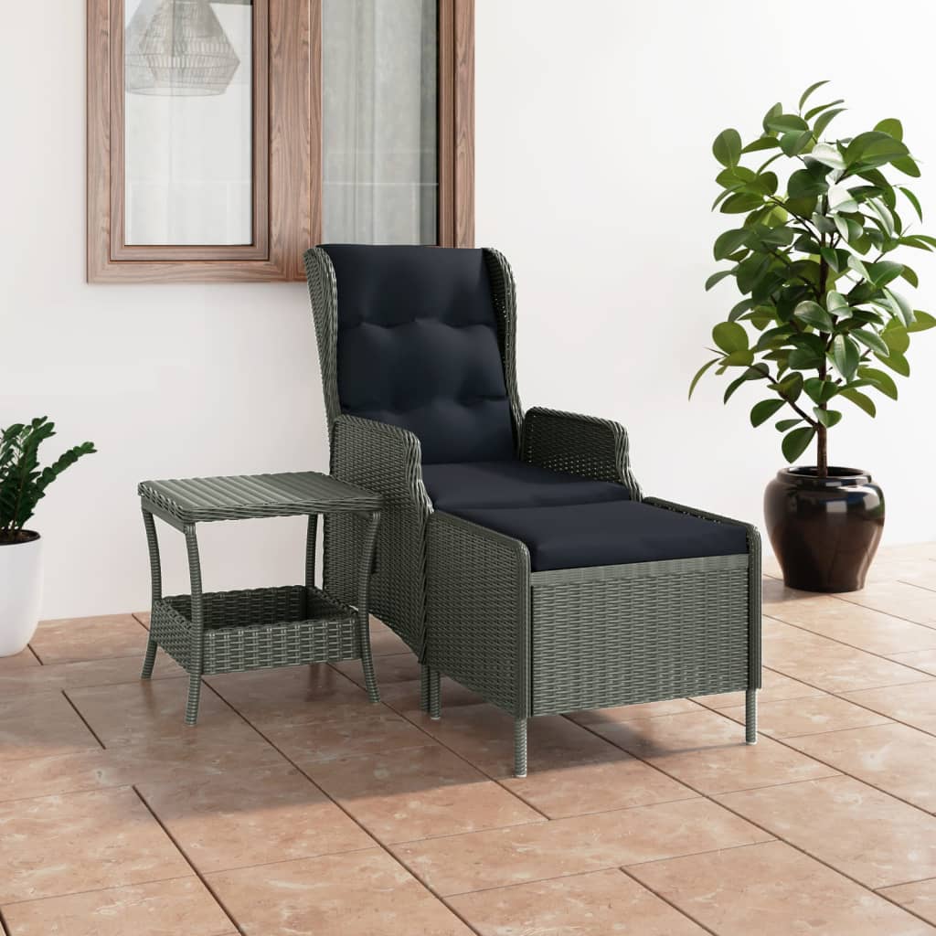 vidaXL 2-tlg. Garten-Lounge-Set mit Auflagen Poly Rattan Dunkelgrau
