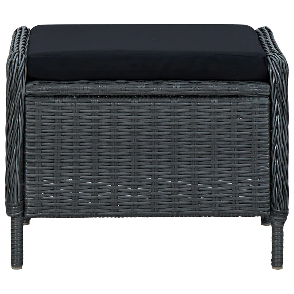 vidaXL 3-tlg. Garten-Lounge-Set mit Auflagen Poly Rattan Dunkelgrau