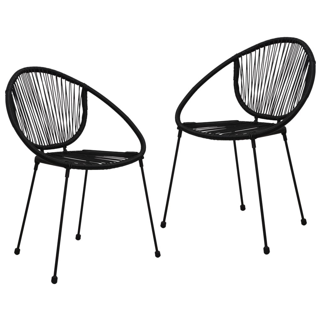 vidaXL 3-tlg. Garten-Essgruppe PVC Rattan Schwarz