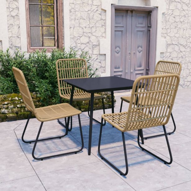 vidaXL 3-tlg. Garten-Essgruppe Poly Rattan und Glas