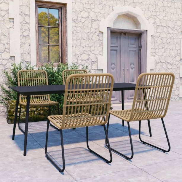 vidaXL 3-tlg. Garten-Essgruppe Poly Rattan und Glas