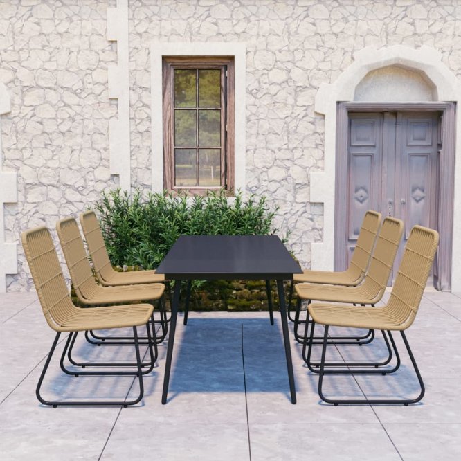 vidaXL 3-tlg. Garten-Essgruppe Poly Rattan und Glas
