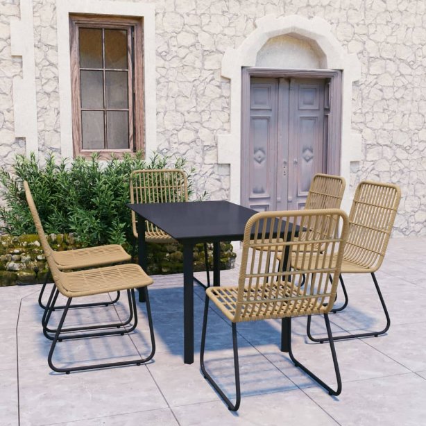 vidaXL 3-tlg. Garten-Essgruppe Poly Rattan und Glas