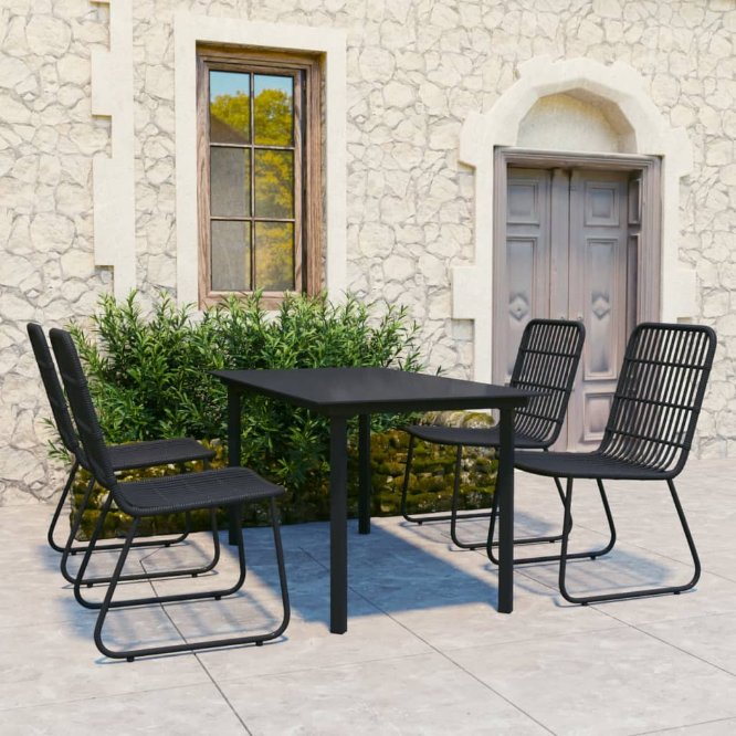 vidaXL 3-tlg. Garten-Essgruppe Poly Rattan und Glas