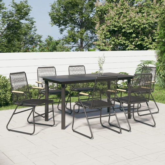 vidaXL 5-tlg. Garten-Essgruppe Schwarz PVC Rattan