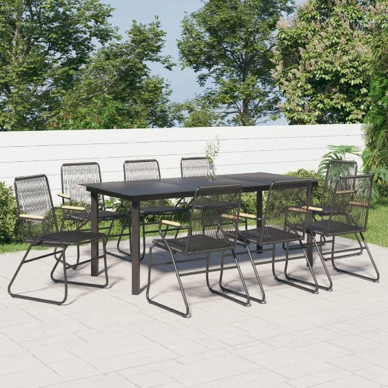 vidaXL 7-tlg. Garten-Essgruppe Schwarz PVC-Rattan