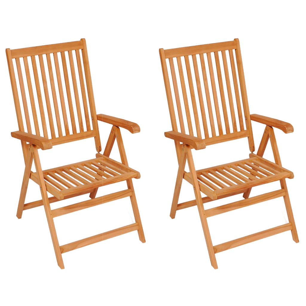 vidaXL Gartenstühle 2 Stk. mit Cremeweißen Auflagen Massivholz Teak