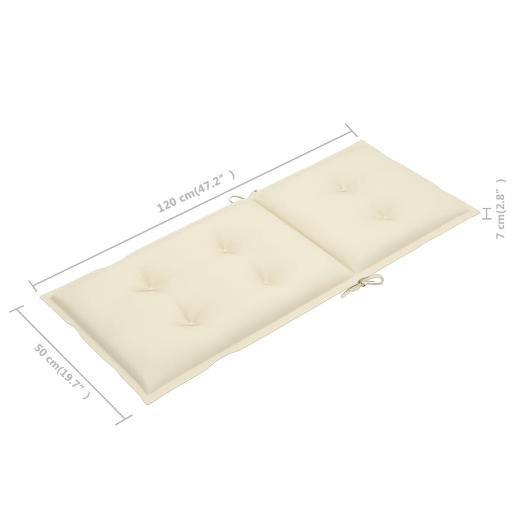 vidaXL Gartenstühle 2 Stk. mit Cremeweißen Auflagen Massivholz Teak