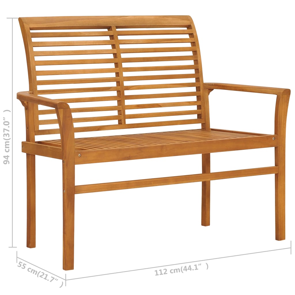 vidaXL Gartenbank mit Anthrazit Auflage 112 cm Massivholz Teak