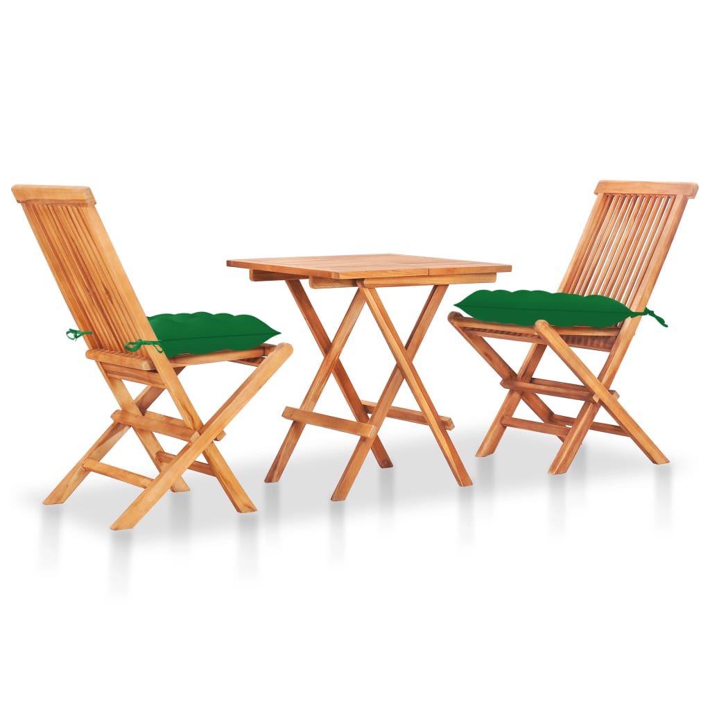 vidaXL 3-tlg. Bistro-Set mit Anthrazit Kissen Massivholz Teak