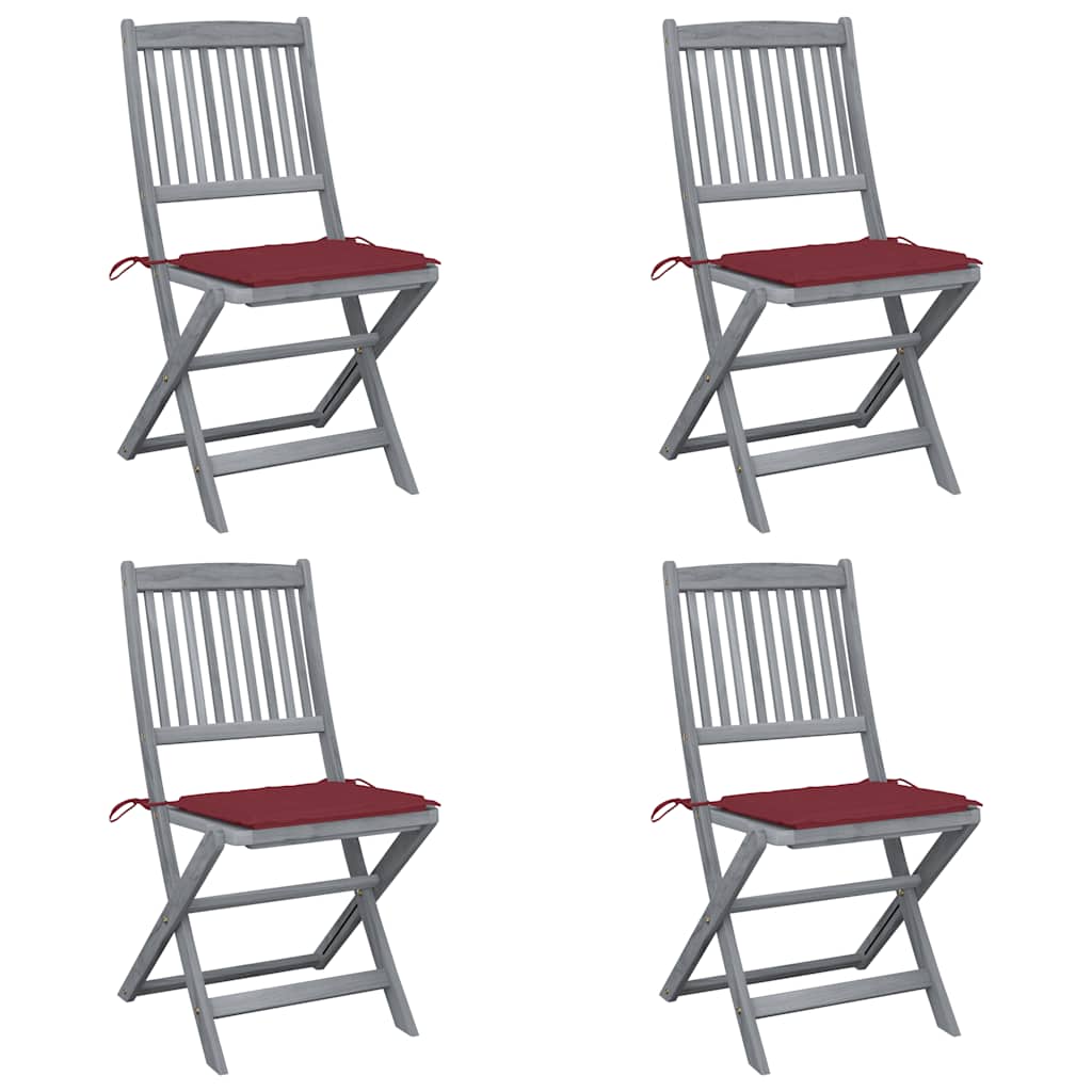 vidaXL Klappbare Gartenstühle 2 Stk. mit Kissen Massivholz Akazie