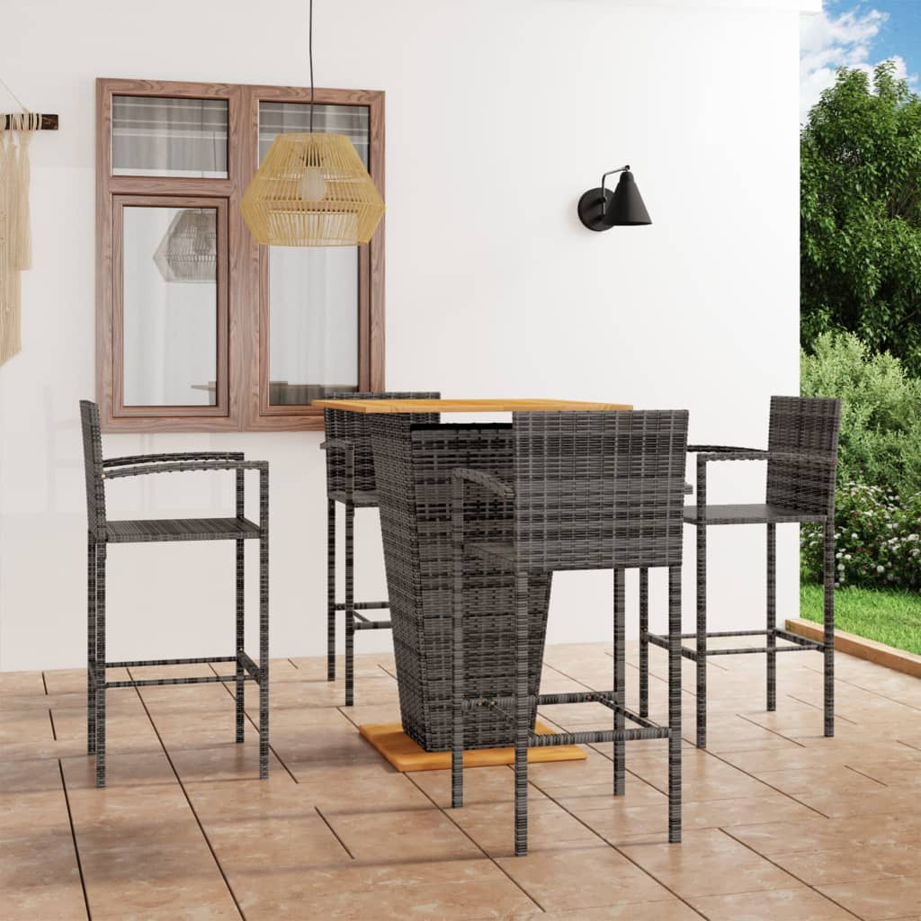 vidaXL 3-tlg. Gartenbar-Set Grau