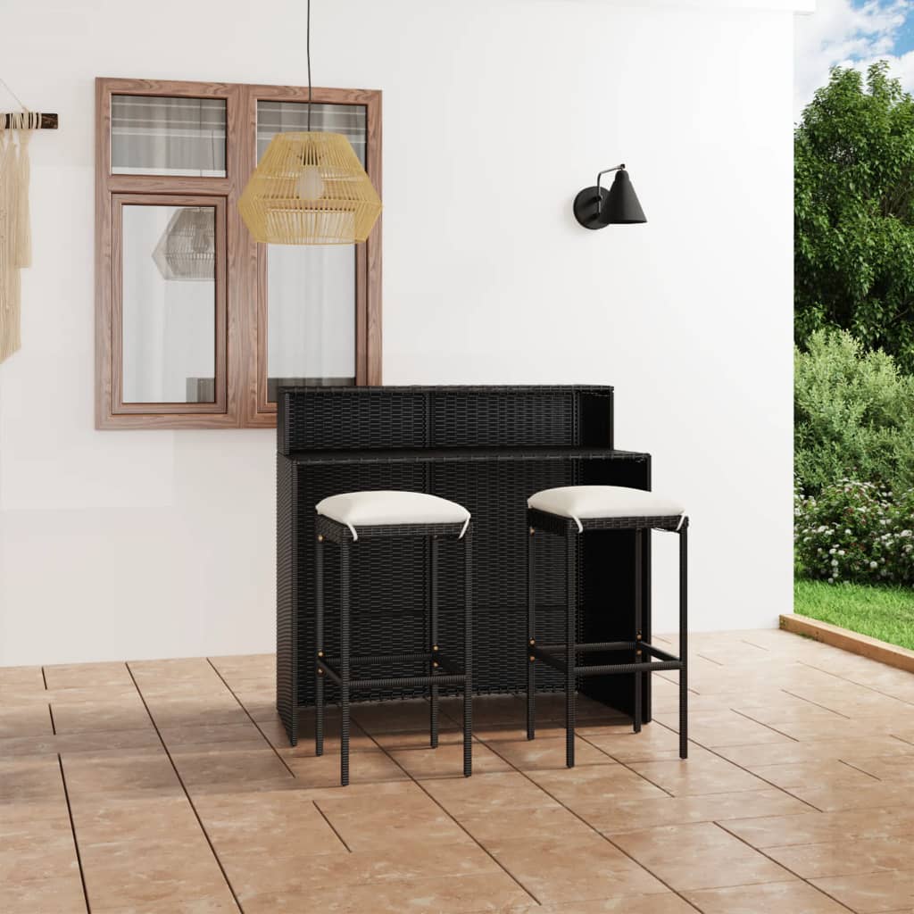 vidaXL 3-tlg. Gartenbar-Set mit Kissen Braun