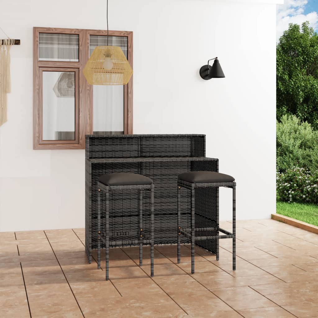vidaXL 3-tlg. Gartenbar-Set mit Kissen Braun