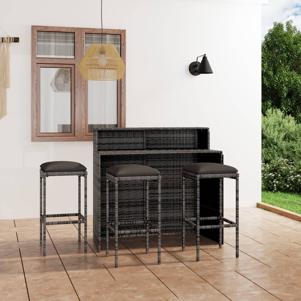 vidaXL 3-tlg. Gartenbar-Set mit Kissen Braun