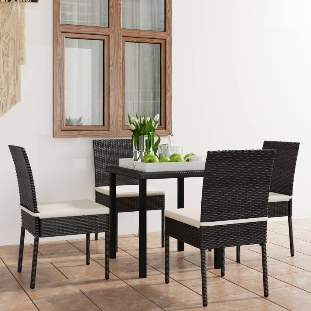 vidaXL 3-tlg. Garten-Essgruppe Poly Rattan Schwarz