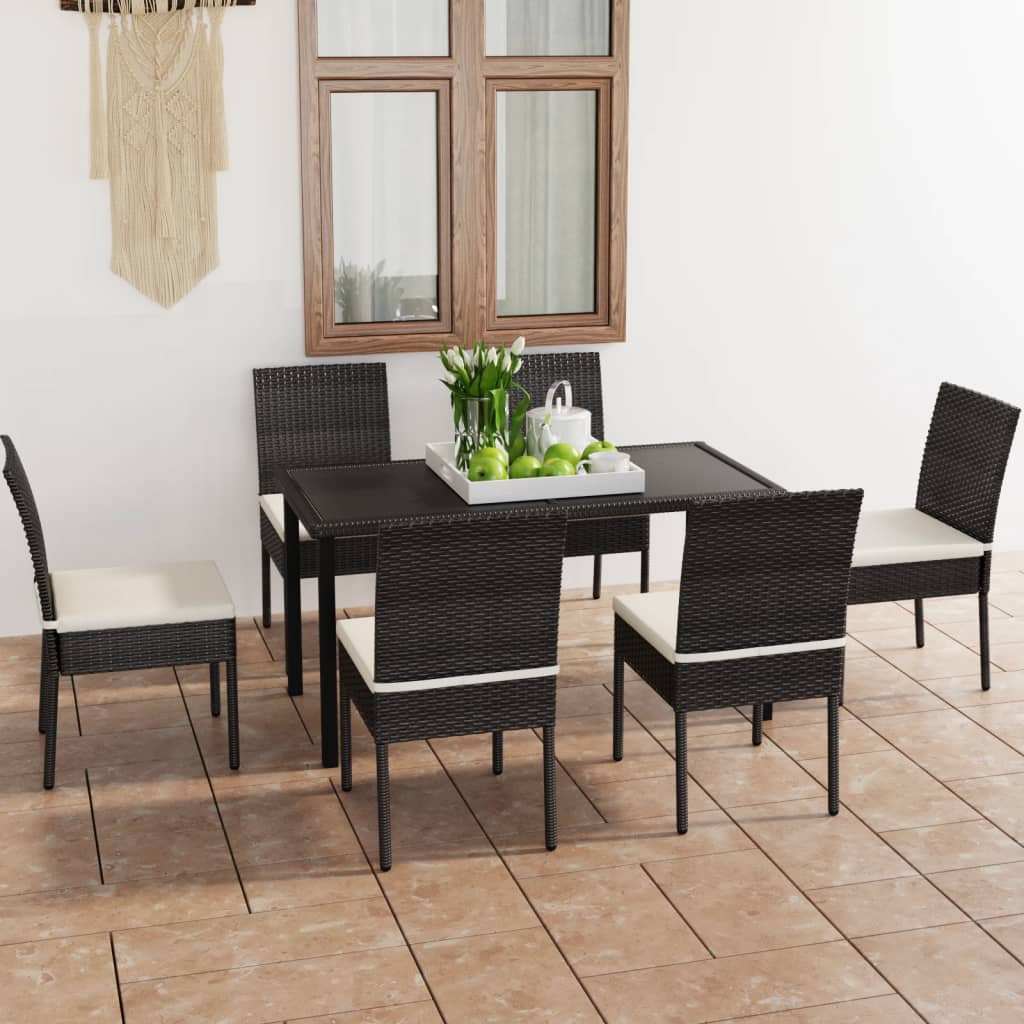 vidaXL 5-tlg. Garten-Essgruppe Poly Rattan Schwarz