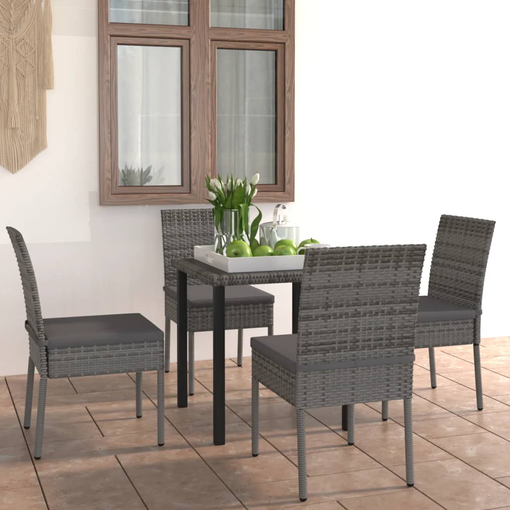 vidaXL 3-tlg. Garten-Essgruppe Poly Rattan Schwarz