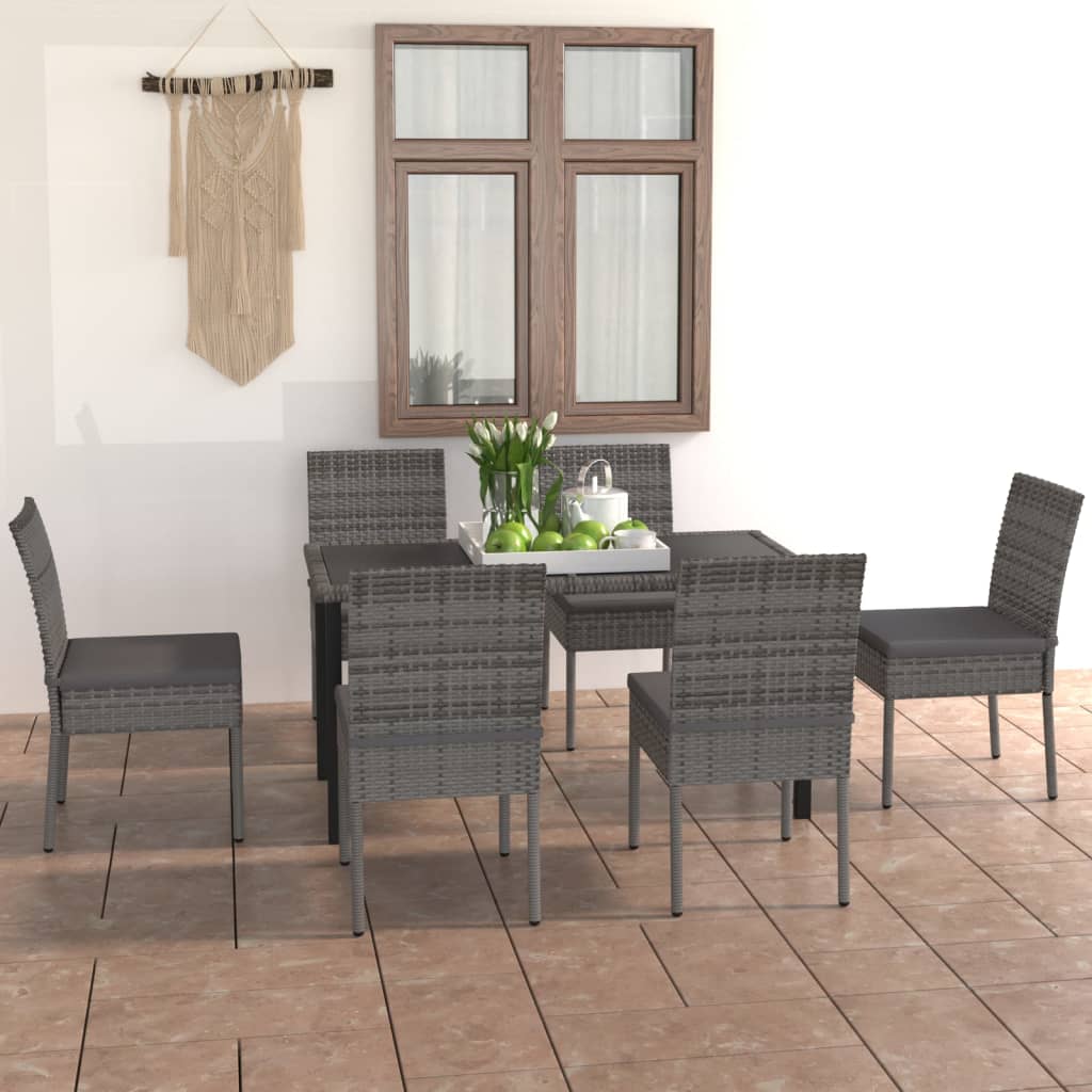 vidaXL 5-tlg. Garten-Essgruppe Poly Rattan Schwarz