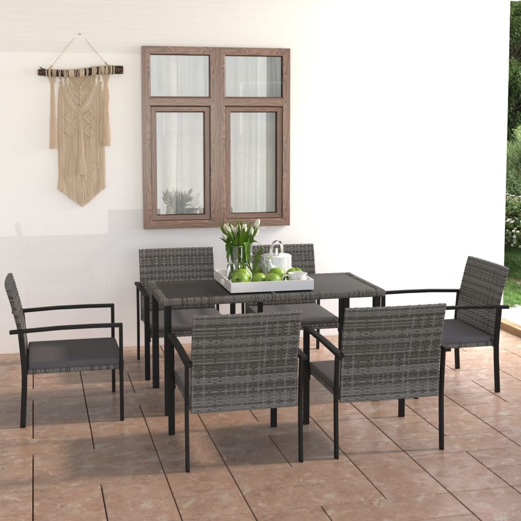 vidaXL 5-tlg. Garten-Essgruppe Poly Rattan Schwarz