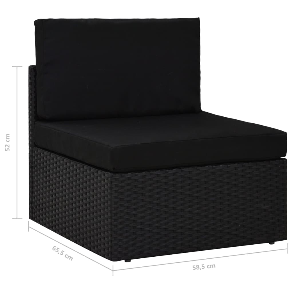 vidaXL 4-tlg. Garten-Lounge-Set mit Kissen Schwarz Poly Rattan