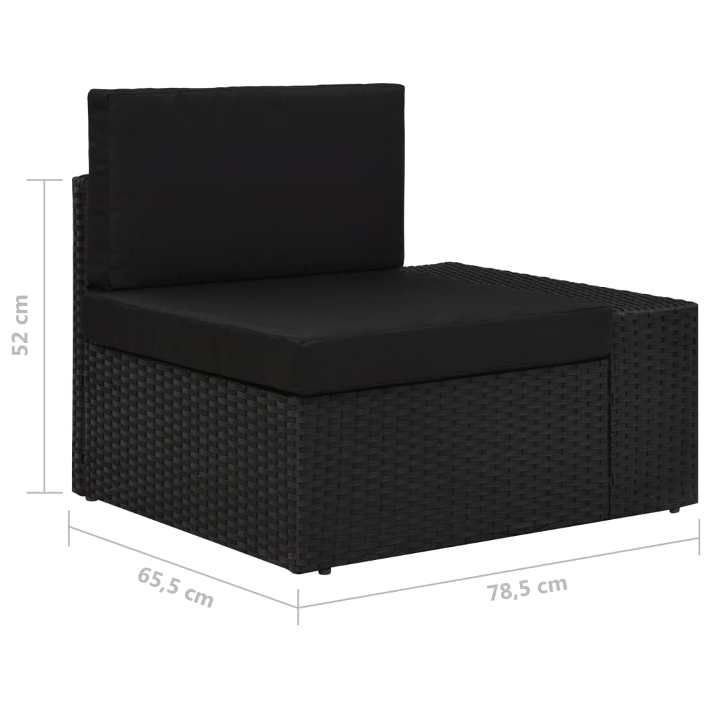 vidaXL 4-tlg. Garten-Lounge-Set mit Kissen Schwarz Poly Rattan