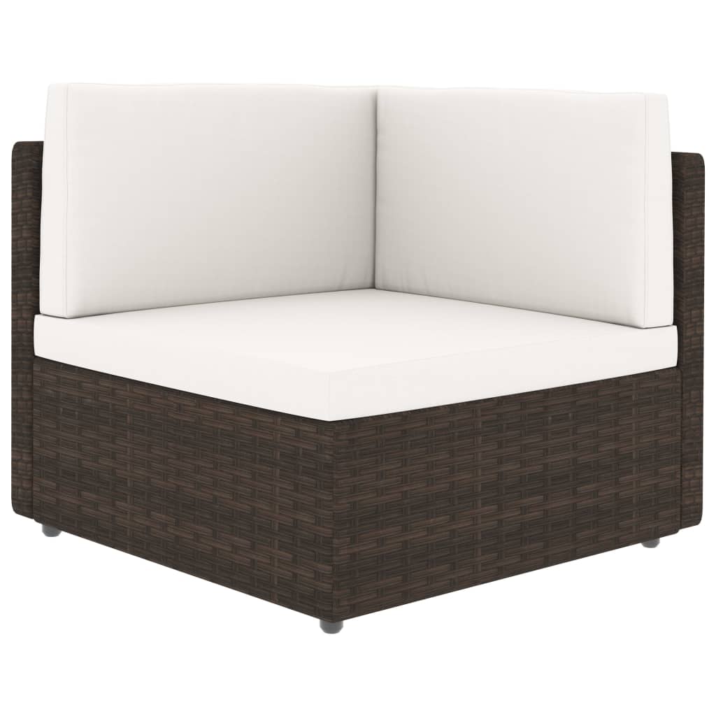 vidaXL 4-tlg. Garten-Lounge-Set mit Kissen Braun Poly Rattan