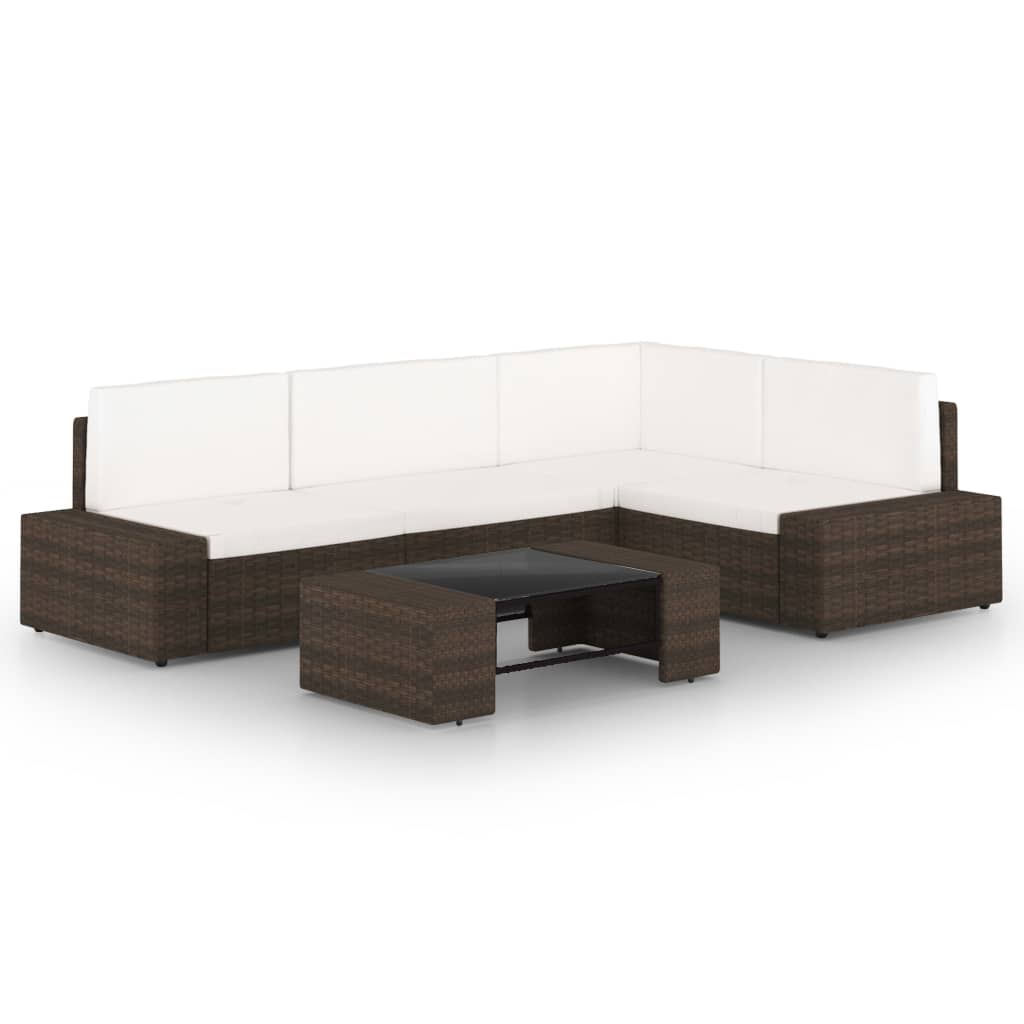 vidaXL 4-tlg. Garten-Lounge-Set mit Kissen Braun Poly Rattan