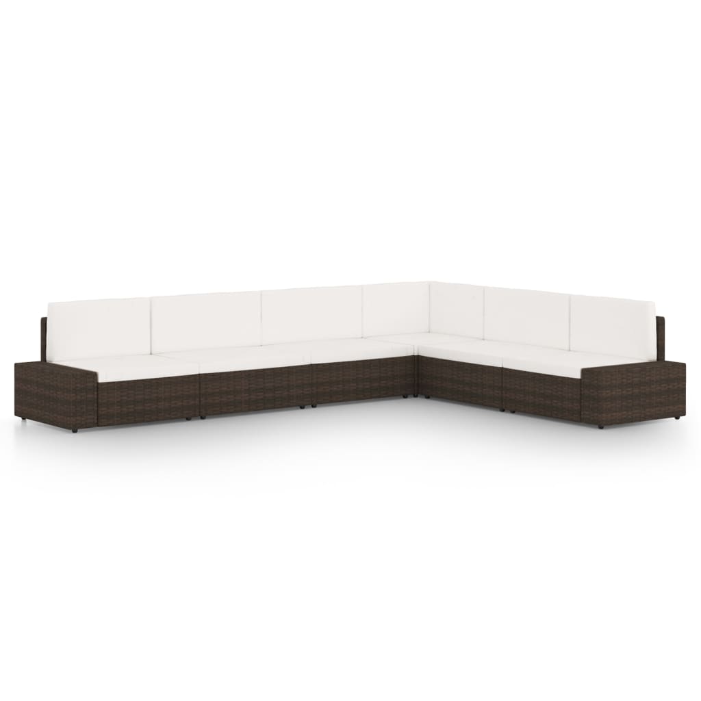 vidaXL 4-tlg. Garten-Lounge-Set mit Kissen Braun Poly Rattan